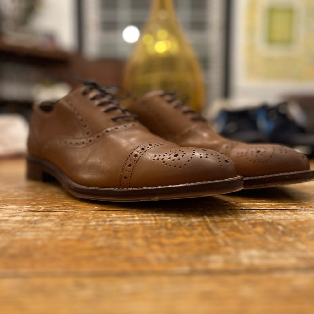 Men’s Johnston & Murphy Oxford Dress Shoes - LEATHER - Cognac-Size 10.5